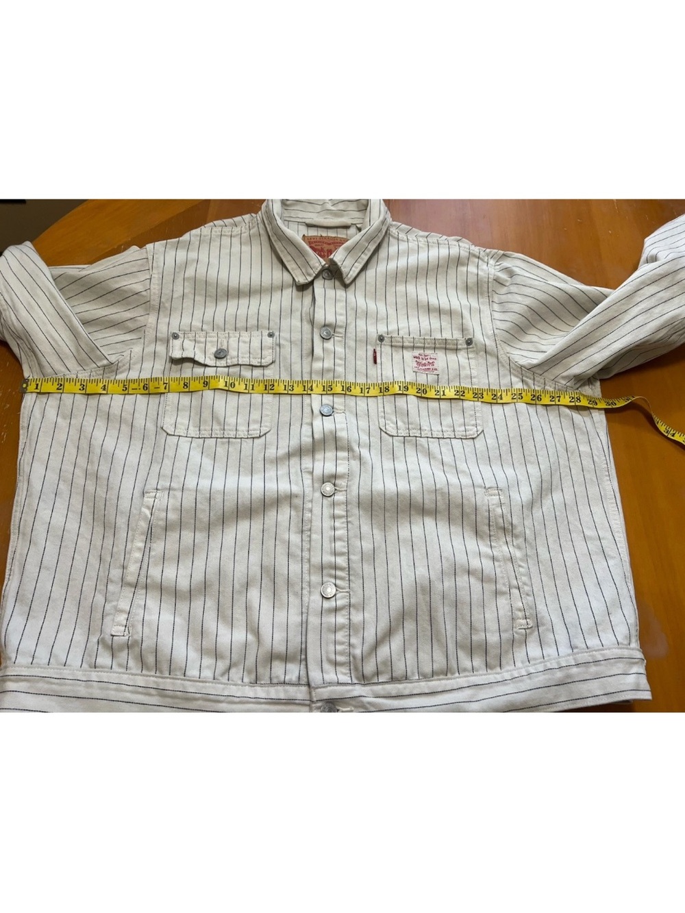 Levi's Sunrise Trucker Jacket XL Bleached Boulevard Stripe Canvas Coat NWOT - Picture 10 of 13